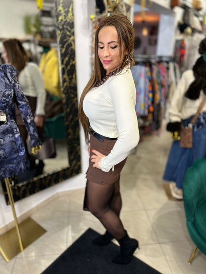 MIRINA hosszú bézs csipke felső - BELADY