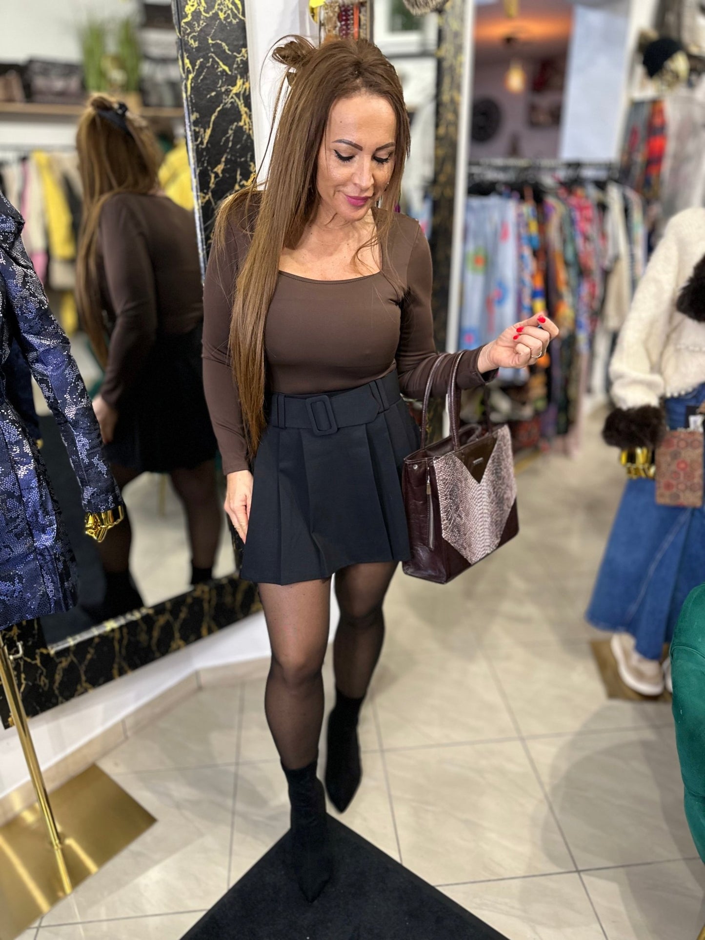 RIMINI fekete mini szoknya nadrág övvel - BELADY