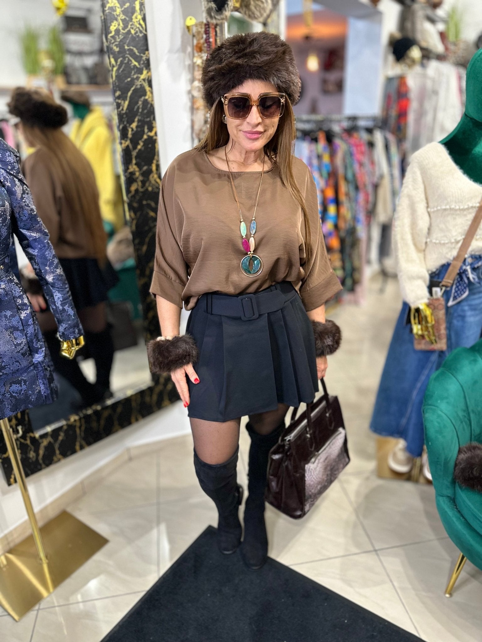 RIMINI fekete mini szoknya nadrág övvel - BELADY