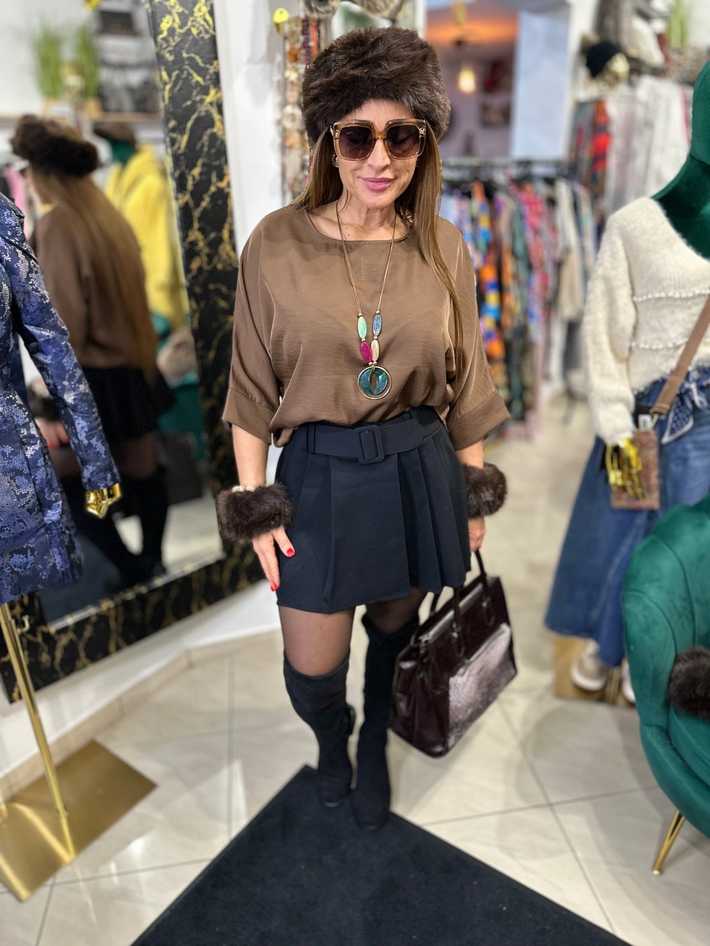 RIMINI fekete mini szoknya nadrág övvel - BELADY