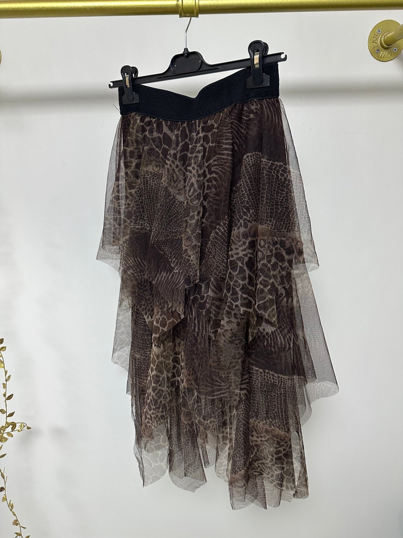 RONI barna leopárd / ocelot mintás fodros álom szoknya - BELADY