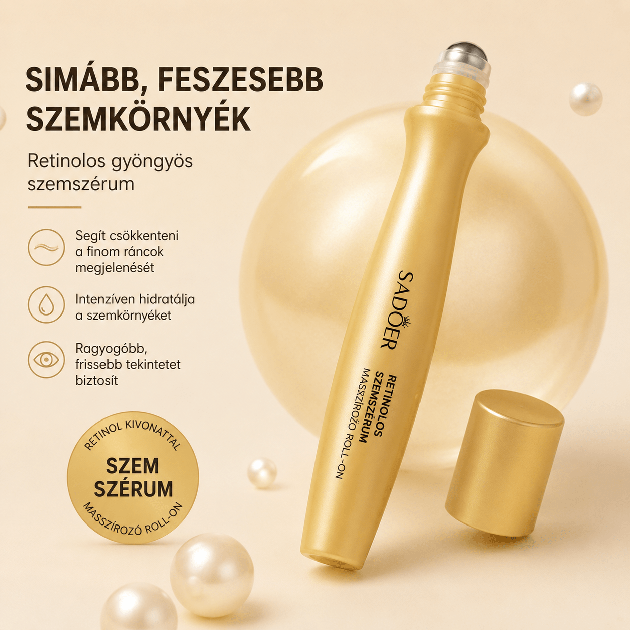 SADOER Retinol Roll-On Szemkörnyékápoló Szérum – 15 ml - BELADY
