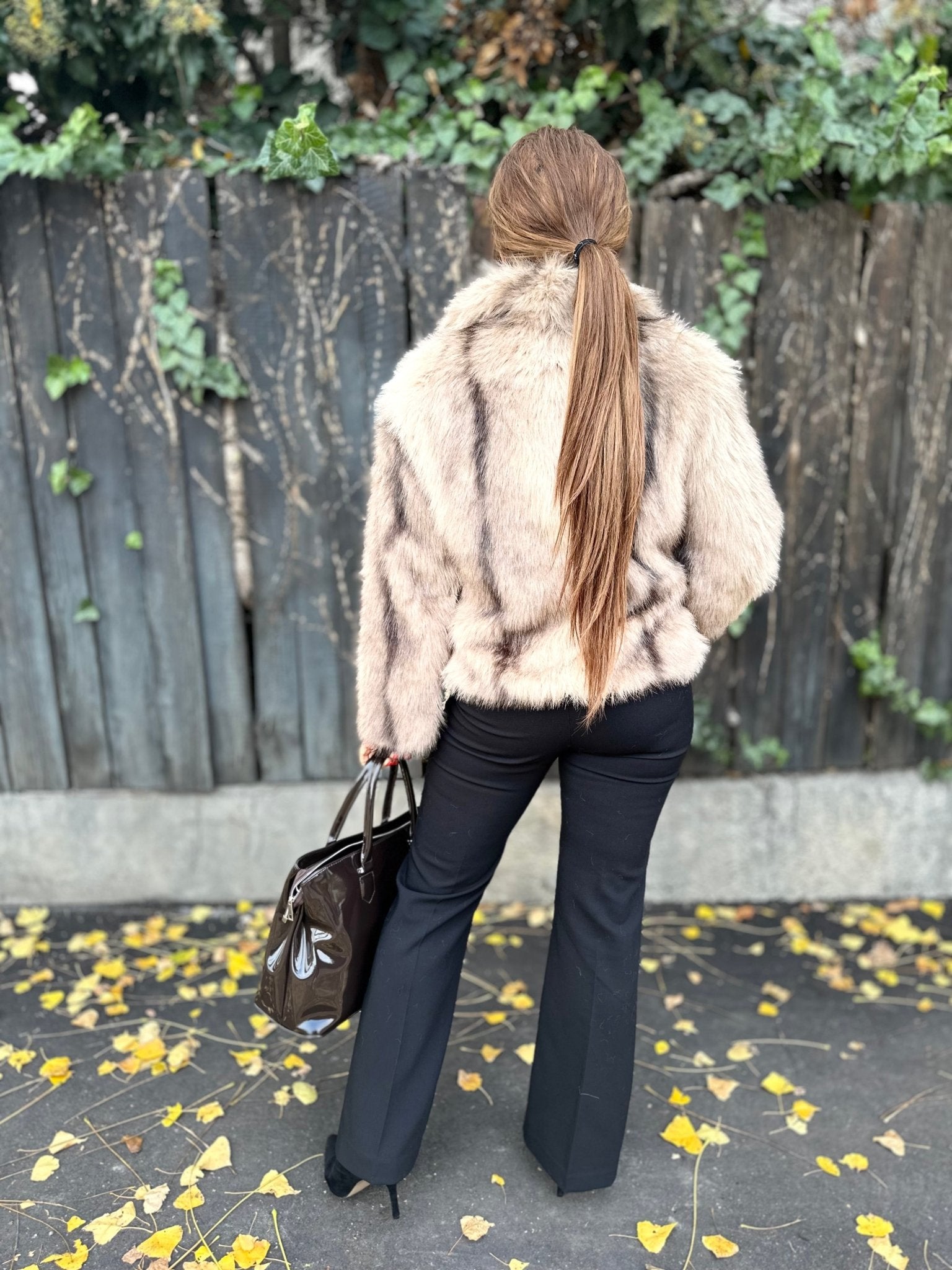 SASHA bézs barna szőrme bunda kabát - BELADY