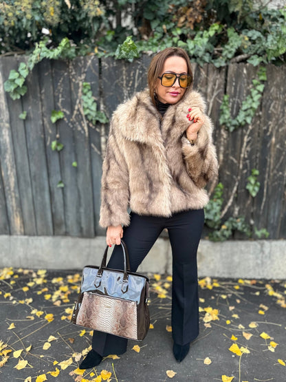 SASHA bézs barna szőrme bunda kabát - BELADY