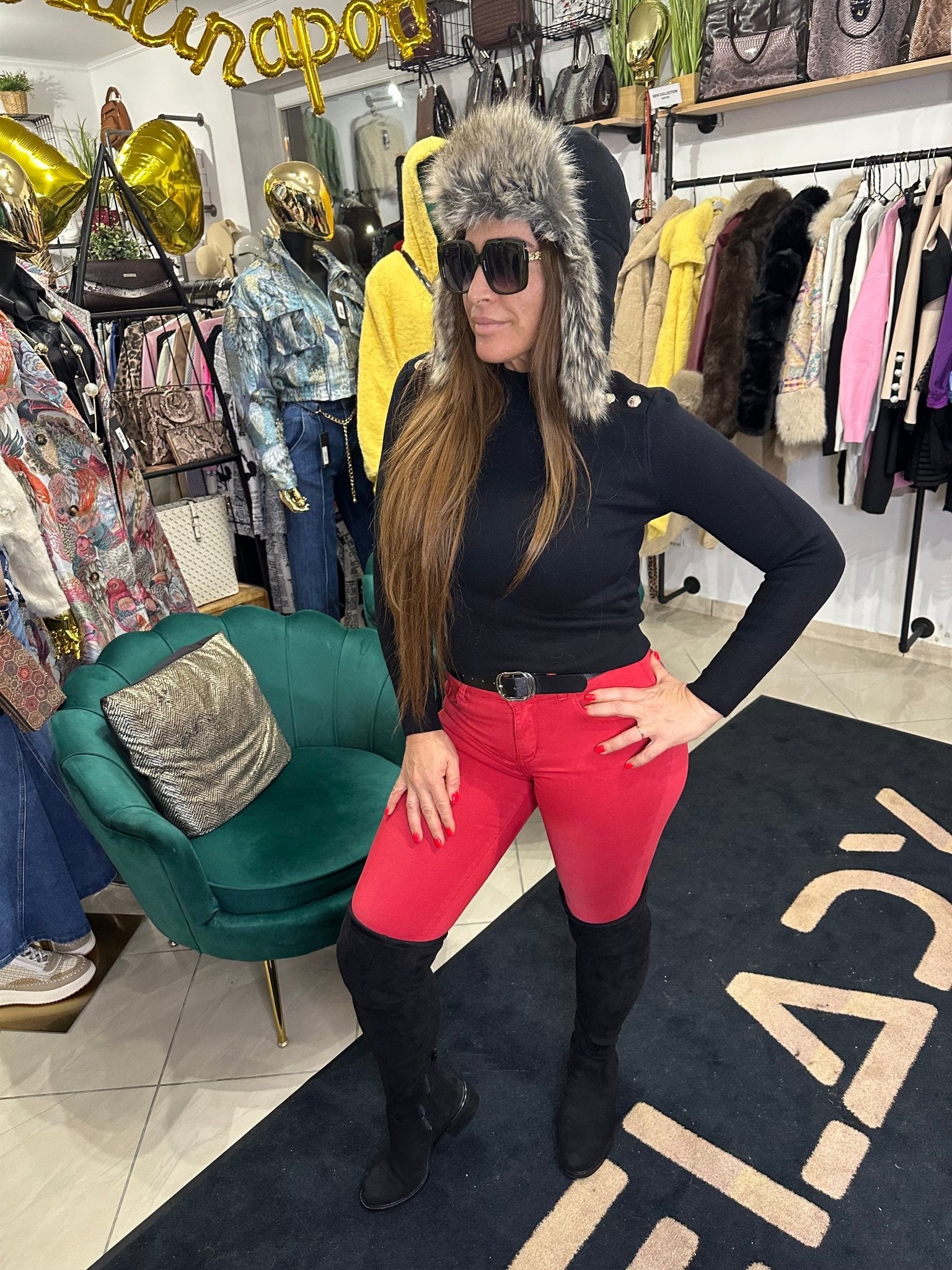 SOFIA fekete vastag usanka, sapka - BELADY