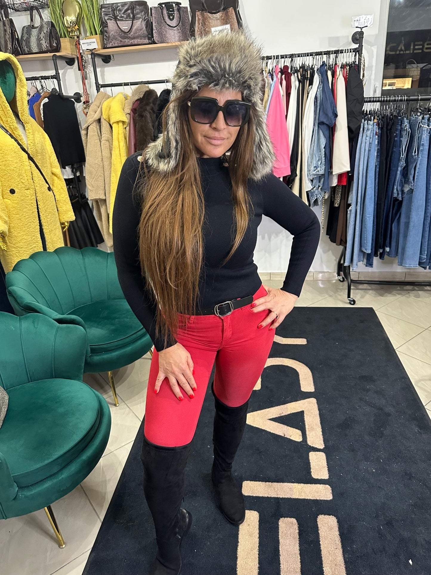 SOFIA fekete vastag usanka, sapka - BELADY