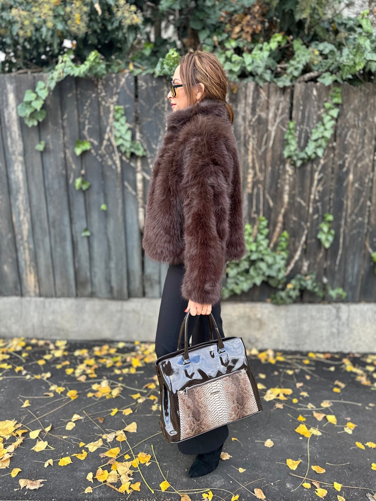 SONJA barna cipzáros szőrme bunda kabát - BELADY