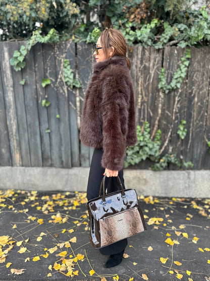 SONJA barna cipzáros szőrme bunda kabát - BELADY