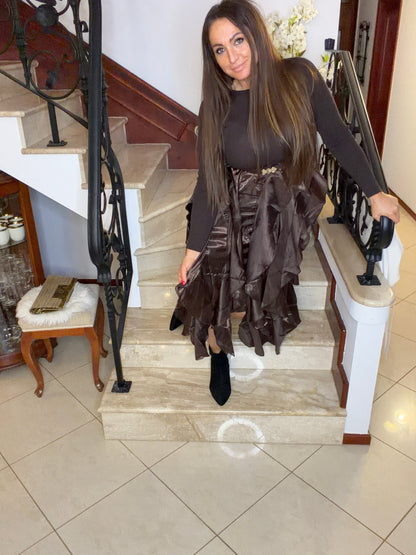 ZEJNA barna fodros egybe ruha - BELADY